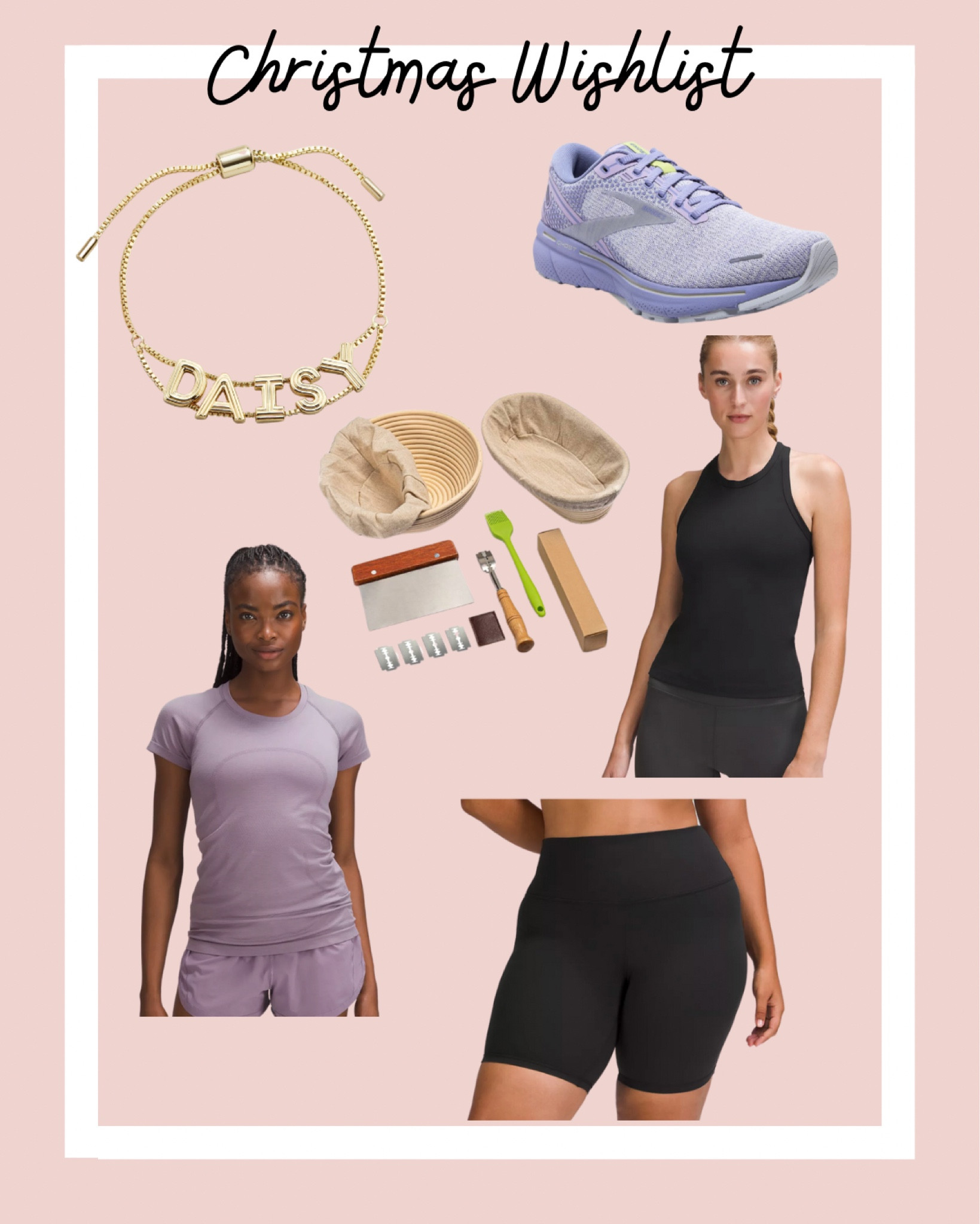 My Christmas wishlist. Gifts for her. Lululemon workout outfits. Tennis shoes. Name bracelet. Sourdough bread kit 

#LTKGiftGuide #LTKSeasonal