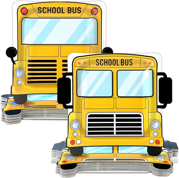50Pcs 9 Inch School Bus Party Plates Back to School Birthday Party Decoration Disposable Paper Pl... | Amazon (US)