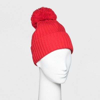 Women's Ribbed Cuff Pom Beanie - A New Day™ | Target