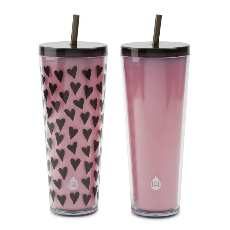 TAL Double Walled Color Changing Tumblers 2 Pack, 24 fl oz, Black Hearts | Walmart (US)