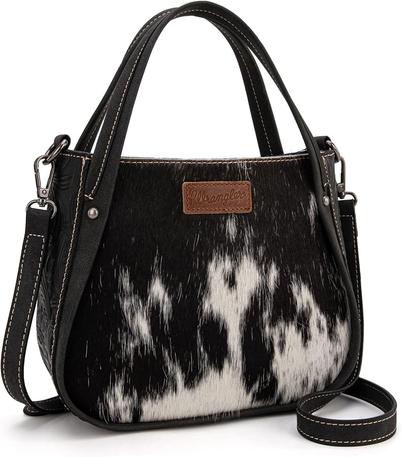 Wrangler Small Crossbody Bag for Women Western Cowhide Horsehair Designer Top-handle Handbags | Amazon (US)
