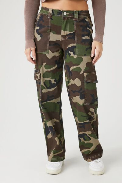 Camo Print Denim Cargo Pants | Forever 21