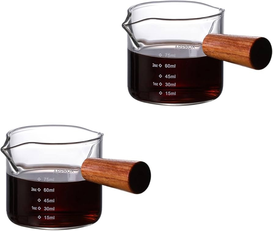 Espresso Measuring Cups and Espresso Shot Glasses with Wooden Handle and Double Spouts as Espress... | Amazon (US)