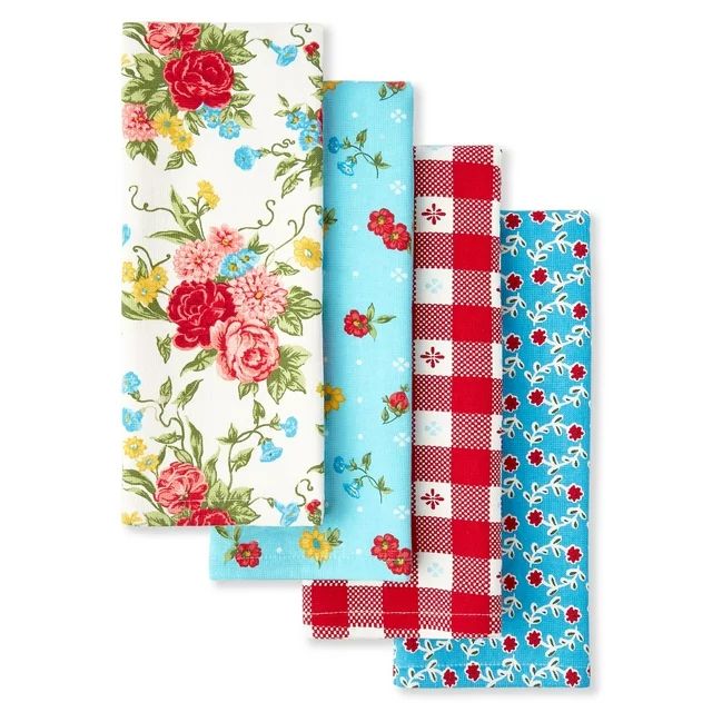 The Pioneer Woman Sweet Rose Kitchen Towel Set, Multicolor, 16"W x 28"L, 4 Piece | Walmart (US)