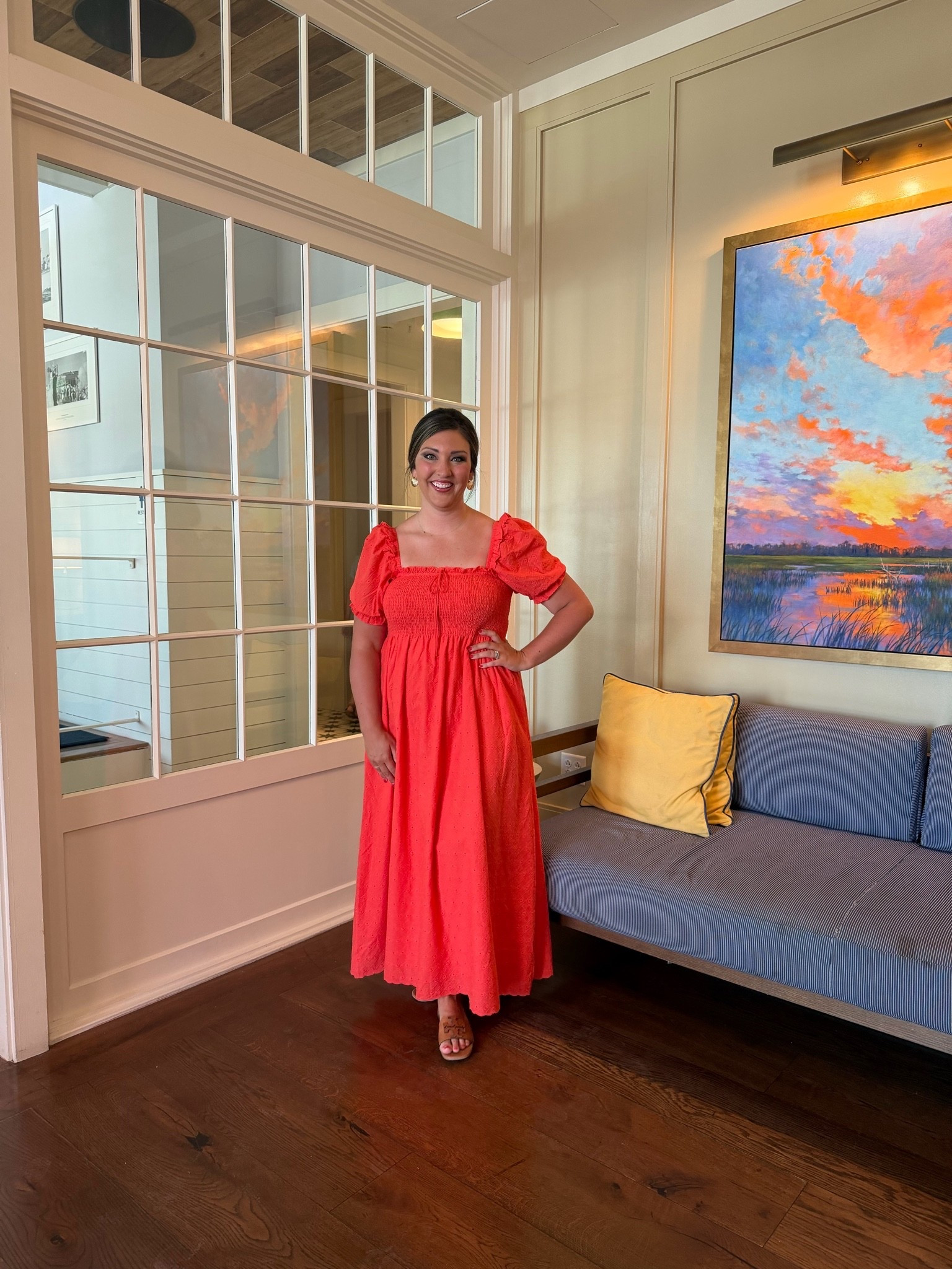Truly such a stunning silhouette and color and it’s on SALE now @hillhousehome 

Truly elegance and class all wrapped into a vacation and summer color! 

I find these dresses to run big because of the smocked upper body. If between sizes size down IMO! I’m a true XL and 5’7” and I did a size L and was very comfortable (bonus wore a normal bra and was comfy all evening walking after dinner in Hilton Head!) 

dress | hill house | nap dress | coral | South Carolina | low country | classic style | preppy | summer | beach | vacation | family photos

#LTKmomlife #LTKootd #LTKSaleAlert