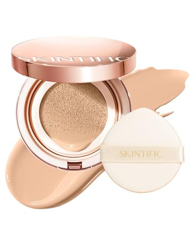 SKINTIFIC Full Coverage Cushion Foundation #02 Ivory| Satin Glow Finish, Oil-Control & Waterproof, Buildable Tattoo Cover Cushion for All Skin Types | Amazon (US)