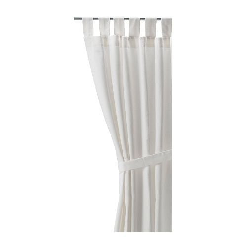 Ikea LENDA Pair of curtains with tie-backs, white (bleached) 2 Panels, 55" x 98" | Amazon (US)
