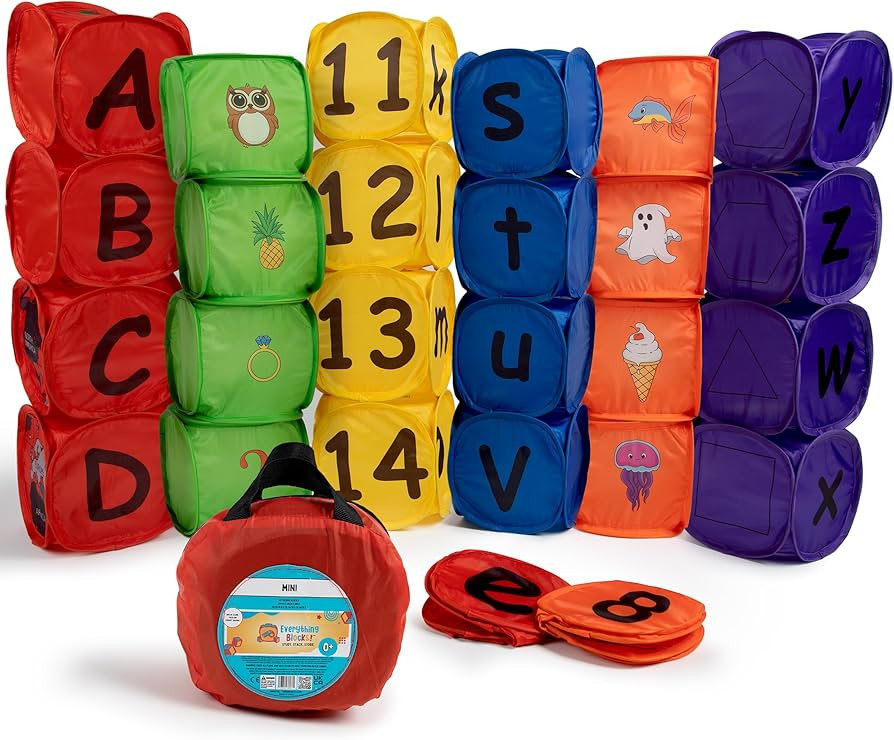 EverythingBlocks 26Pcs Toddler Building Blocks - Foldable Jumbo Blocks, Kids Building Blocks, Alp... | Amazon (US)