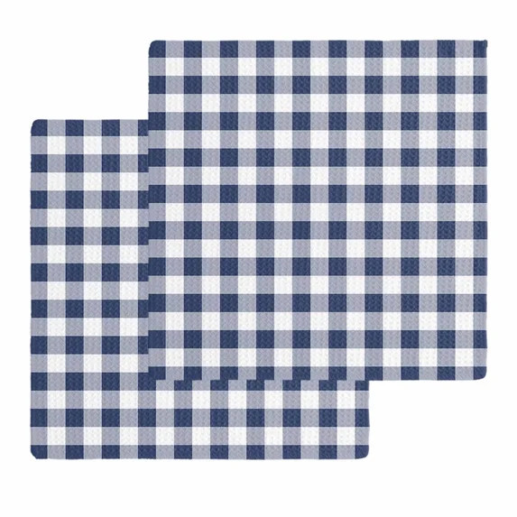 Navy Blue White Plaid Kitchen Dish Towels for Drying Dishes Set of 2, Farmhouse Checkered Buffalo... | Walmart (US)