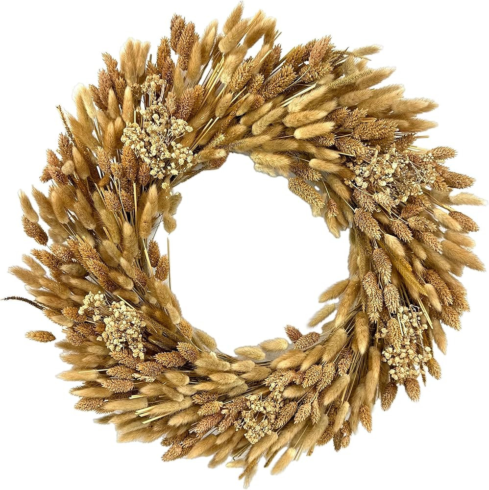 Galt International 21" Preserved Golden Natural Dried Lush Wheat Autumn Fall Wreath – Fall, Tha... | Amazon (US)