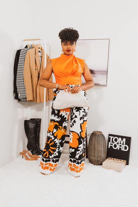 Styling Orange 
-Style We Orange Side Bow Top (small)
-Zara Printed Pants (small)
-Amazon Fashion Cloud Bag