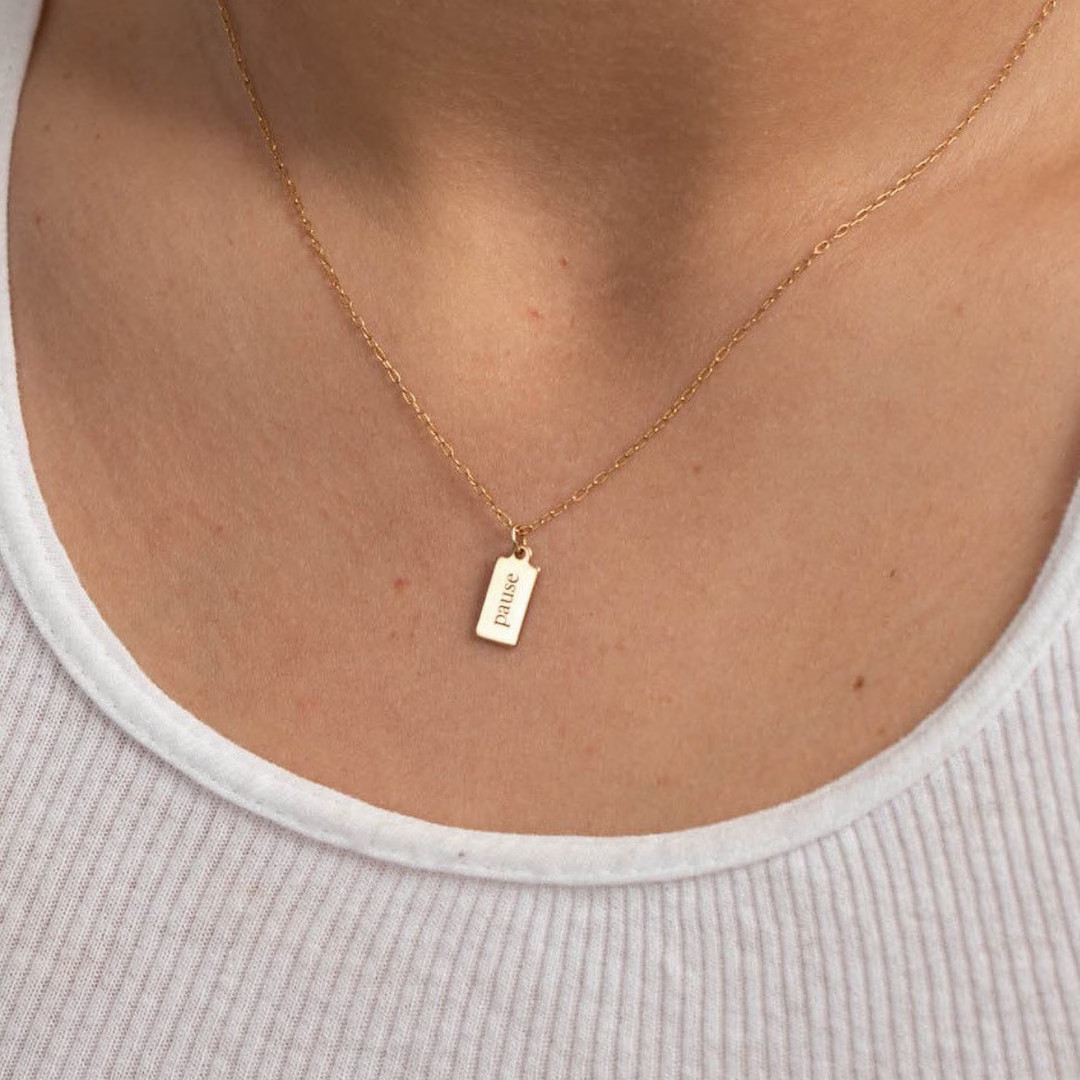 Personalized Mini Tag Necklace • 14K Gold Filled Tag Necklace • Custom Name Tag Necklace • ... | Etsy (US)