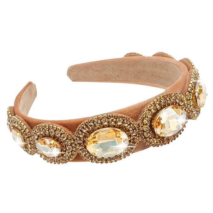 Gold Baroque Headband - Rhinestone Satin Padded Crystal Headband for Women & Girls - Vintage Spar... | Amazon (US)