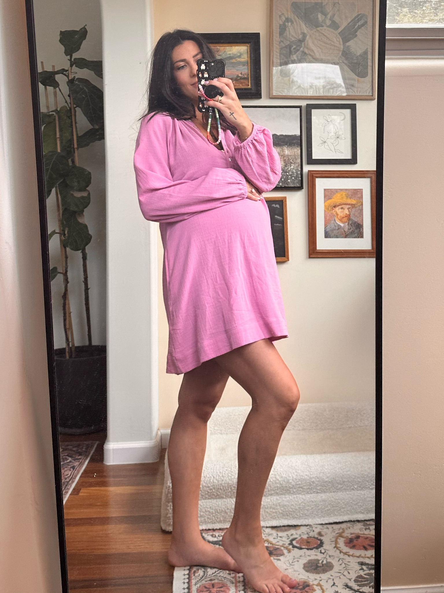 Linen maternity dress - so light & comfy for these hot summer days. Wearing a small 

#LTKSeasonal #LTKunder100 #LTKbump