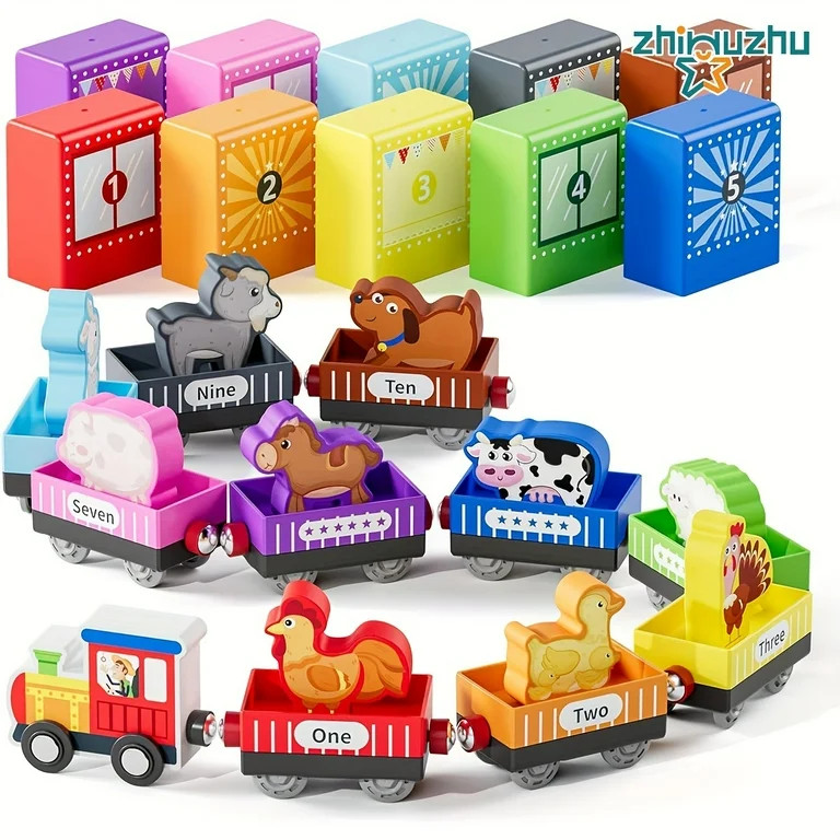 SUGARMOM Wooden Animal Toy Train Set  Magnetic Train Toys  Preschool Educational Learning Toy  Fi... | Walmart (US)