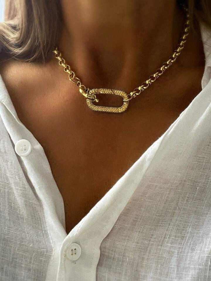 1Pc Chunky Carabiner Clasp Necklace An Exquisite Gift Jewelry Suitable For Friends During The Holidays. | SHEIN