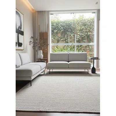 Ilah Hand Woven Tectangle Indoor Area Rug in Ivory Off White | Wayfair North America