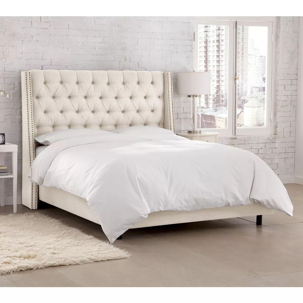 Skyline Furniture Arlette Nail Button Tufted Wingback Bed in Linen | Target