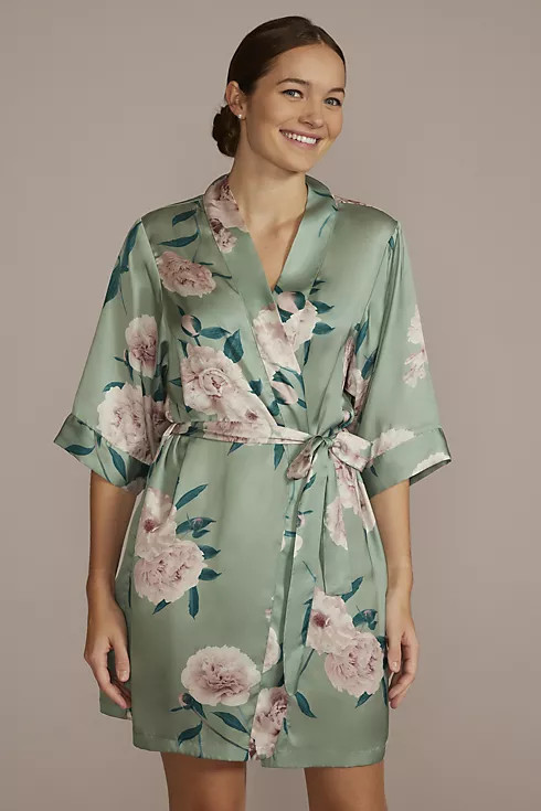 Dusty Sage Floral Bridal Party Robe | Davids Bridal