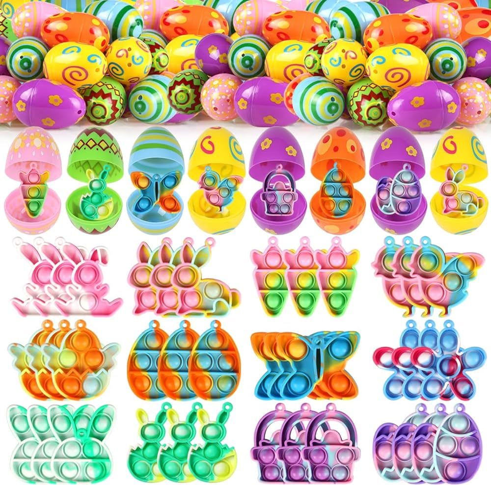 Filled Easter Eggs & Pop Fidget Toys - 24 Pack Easter Eggs Perfect for Kids & Teens Easter Egg Hu... | Amazon (US)