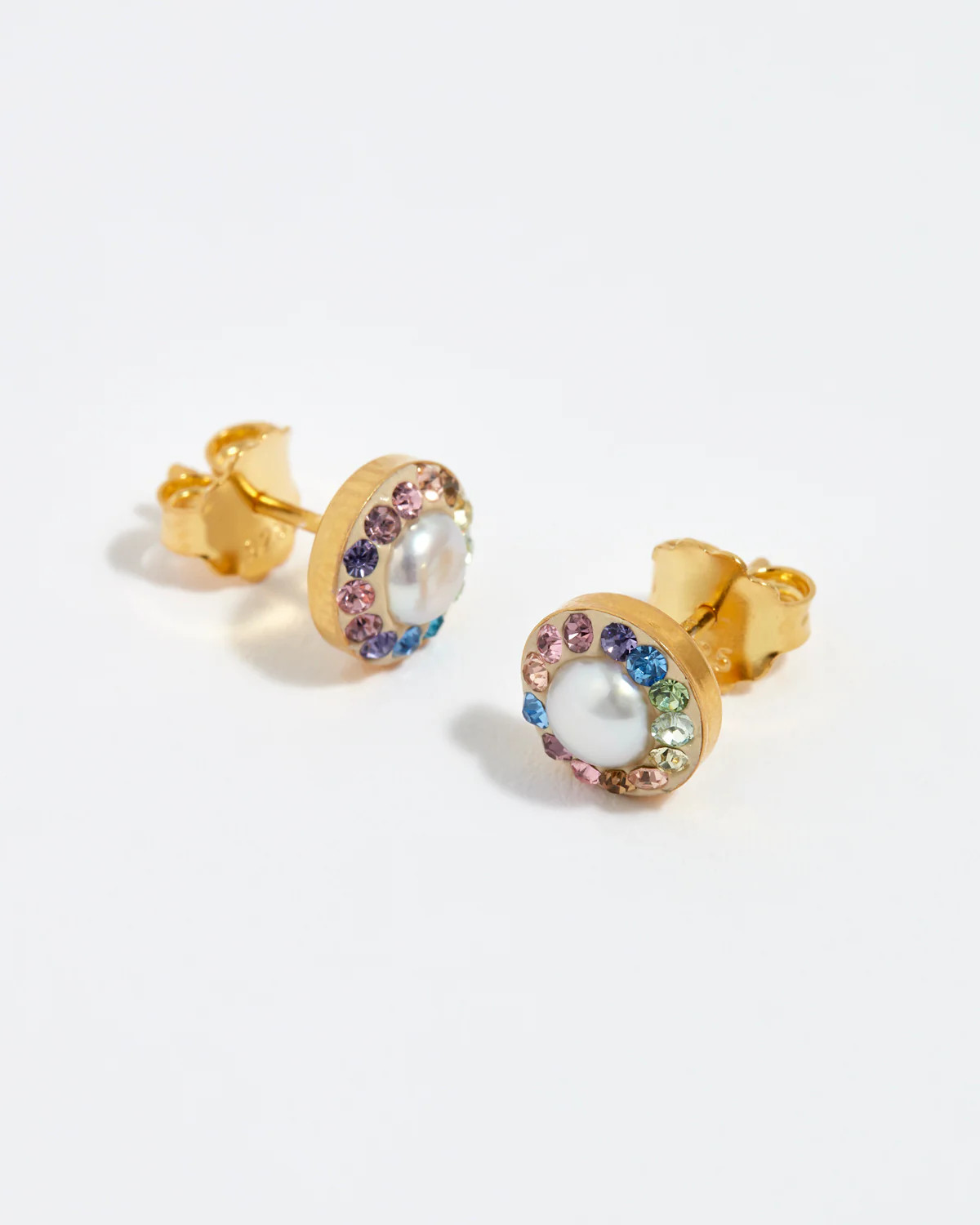 Pearl & Rainbow Stud Earrings | Soru Jewellery