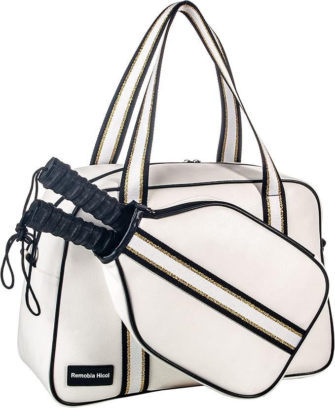 PU Leather Women Sports Shoulder Gym Bag Pickleball Duffle Bag Pickleball Tote Bag with Front Poc... | Amazon (US)