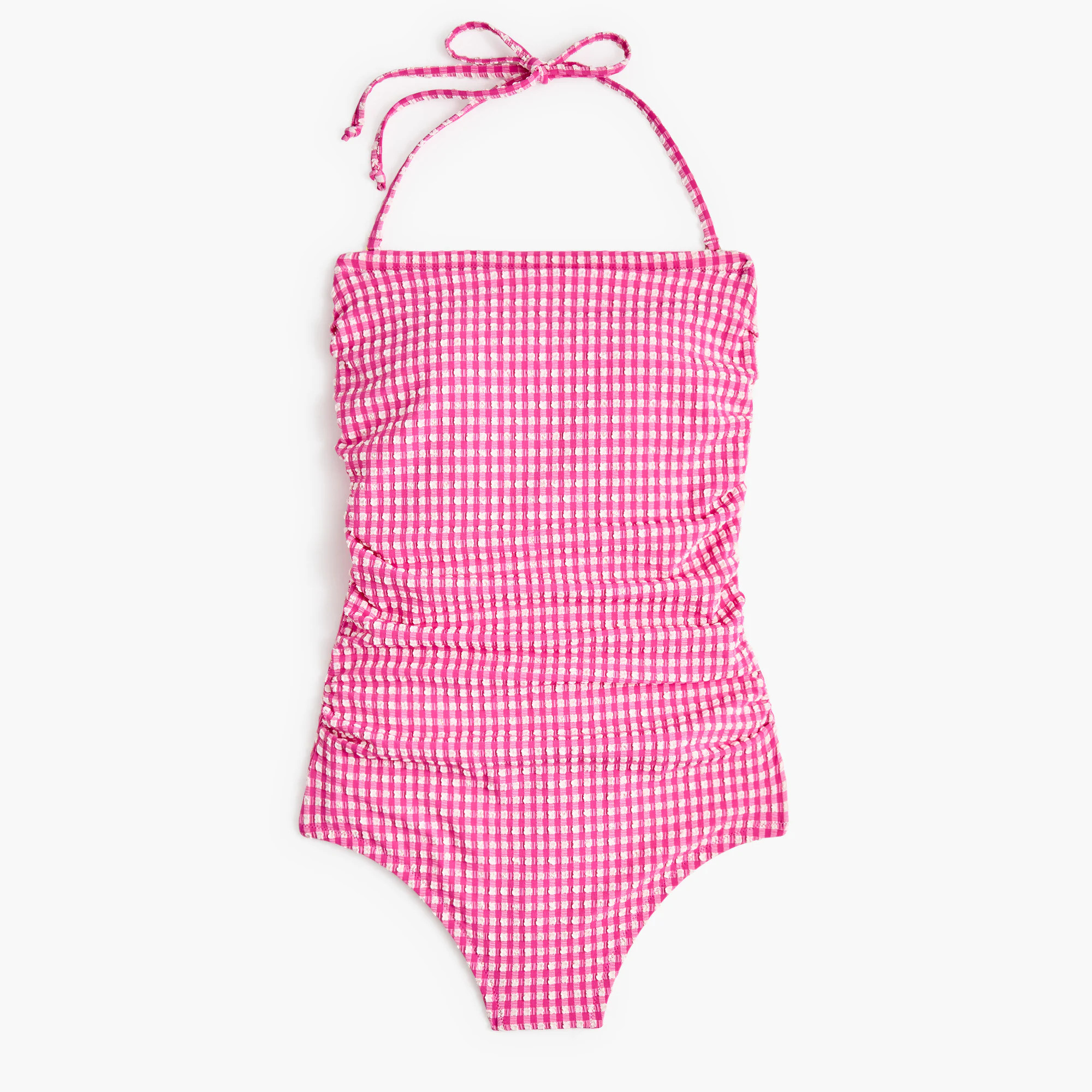 Strapless seersucker one-piece swimsuit | J.Crew Factory