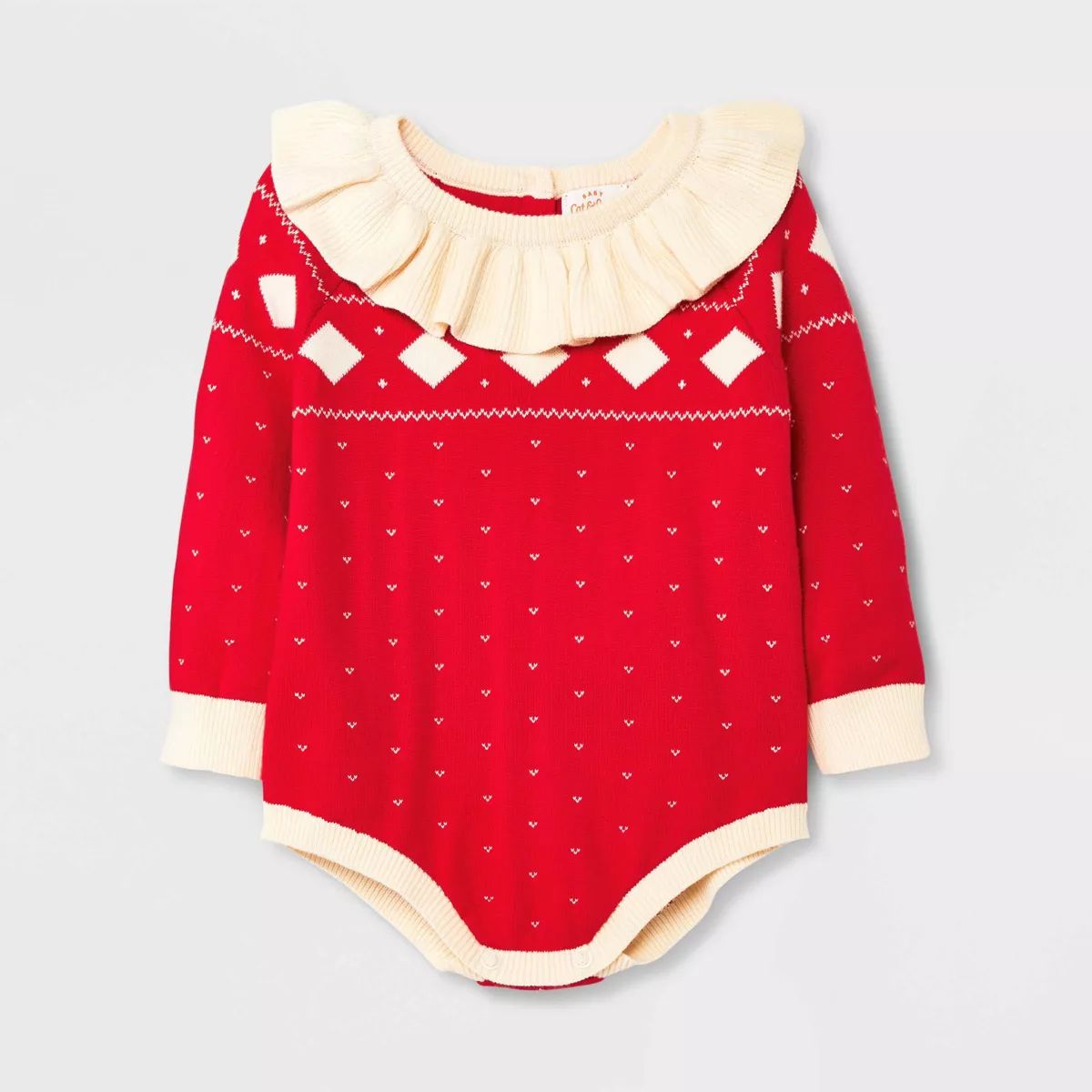 Baby Girls' Fair Isle Sweater Romper - Cat & Jack™ Red | Target