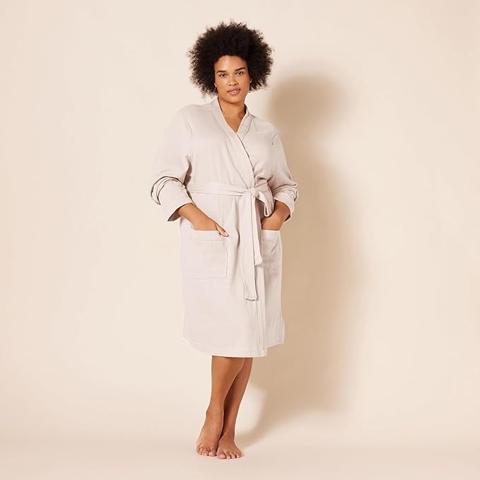 Amazon Essentials Women's Lightweight Cotton Waffle Mid-Length Bathrobe (Available in Plus Size) | Amazon (US)