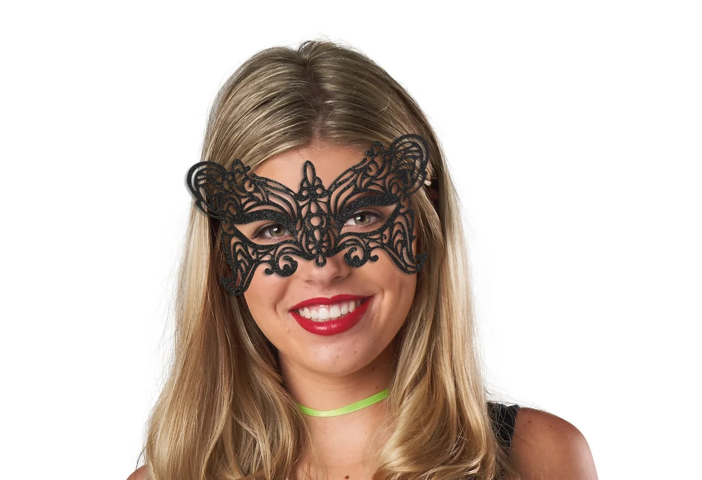 Black Glitter Fantasy Masquerade Mask Halloween Costume Accessory, Way To Celebrate | Walmart (US)