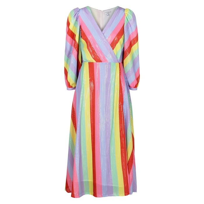 Olivia Rubin Imogen Striped Sequin Midi Dress | Harvey Nichols (Global)