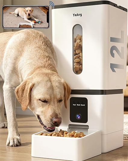 Automatic Dog Feeder Large Breed with Camera - 12L/50 Cups 5G WiFi App Control Dog Food Dispenser... | Amazon (US)