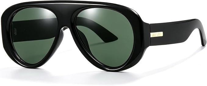Breaksun Retro Oversized Aviator Sunglasses for Women Men Trendy 70s Big Shield Sun Glasses Thick... | Amazon (US)