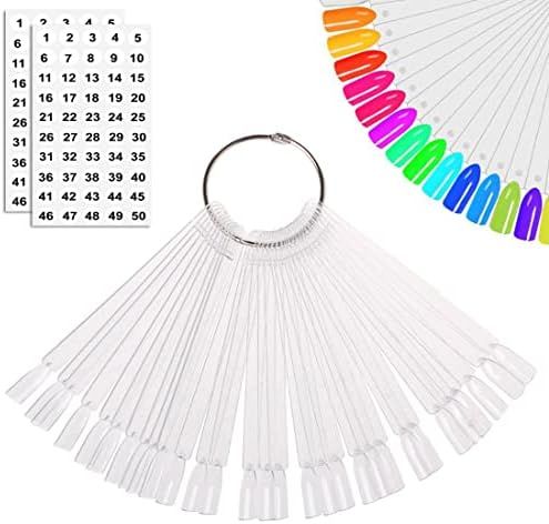 50 Pcs Nail Swatch Sticks with Ring, Clear Fan-shaped Nail Art Polish Practice Display Tips Nail ... | Amazon (US)