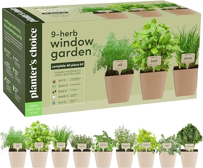 9 Herb Window Garden - Indoor Organic Herb Growing Kit - Kitchen Windowsill Starter Kit - Easily ... | Amazon (US)