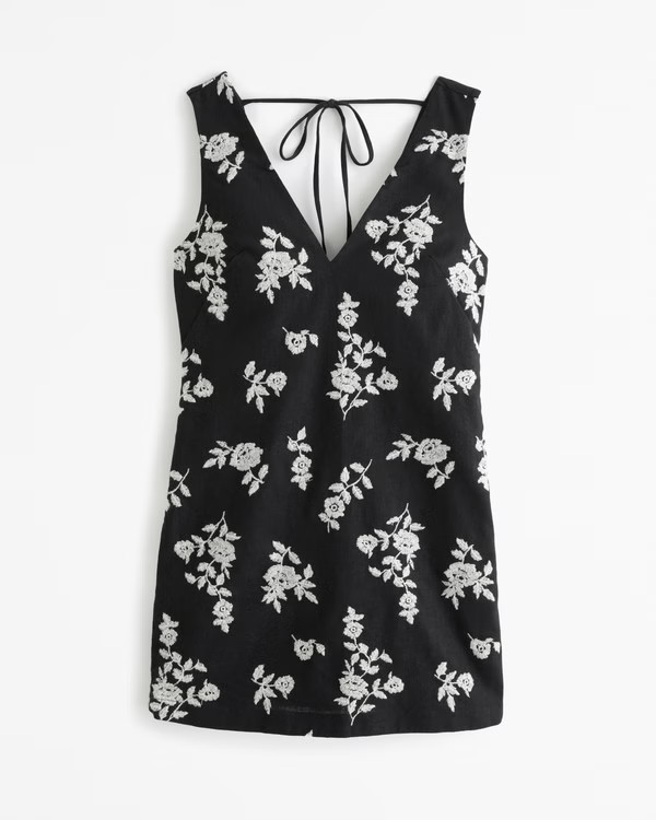 Embroidered Linen-Blend Mini Dress | Abercrombie & Fitch (US)