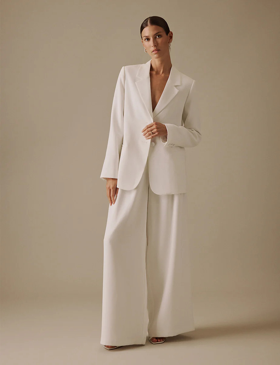White Tailored Virgo Bridal Blazer | Nobody's Child