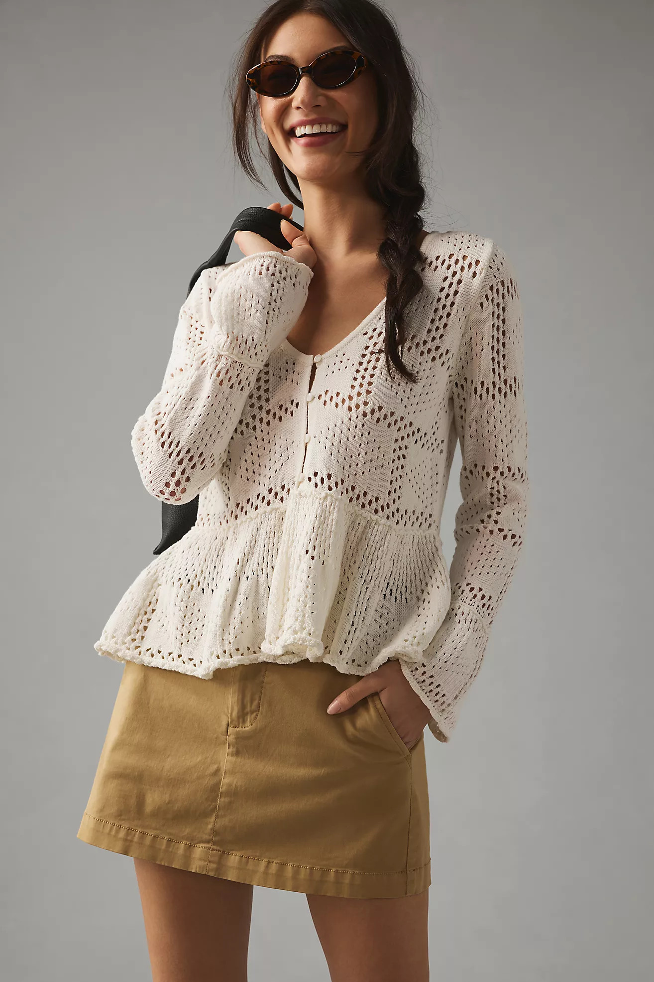 Pilcro Pointelle Babydoll Sweater | Anthropologie (US)