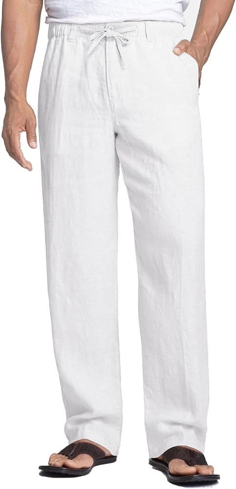 COOFANDY Men's Casual Linen Pants Elastic Waist Drawstring Beach Summer Pants Lightweight Linen T... | Amazon (US)