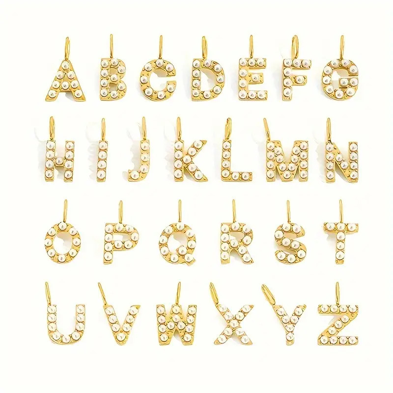 26 Letters Golden Charms With Faux Pearls Decor, DIY Jewelry Making Accessories, Cute & Minimalis... | Temu Affiliate Program