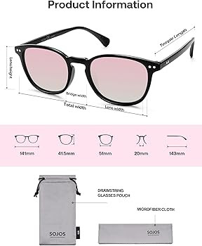 SOJOS Small Rounded Square Polarized Sunglasses for Women Men Vintage Style UV400 Lens SJ2637 | Amazon (US)