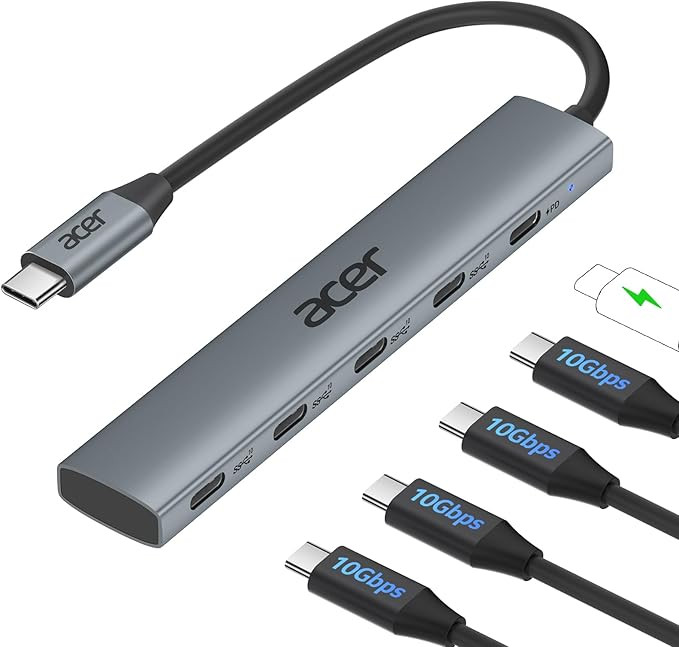 Acer 10 Gbps USB C Hub, USBC Splitter with 4*USB C 3.2 and 100W PD Port | Type-C Multiport Adapte... | Amazon (US)
