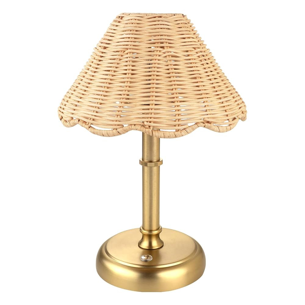 Mini Cordless Boho Rattan Table lamp, 5200-mAh Rechargeable Battery, 3-Level Brightness Dimmable,... | Amazon (US)
