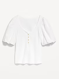 Puff-Sleeve Mixed Fabric Top | Old Navy (US)