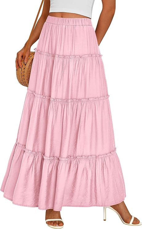 PRETTYGARDEN Boho Maxi Skirts for Women Trendy Summer 2026 Spring Long Flowy A Line Tiered Skirt ... | Amazon (US)