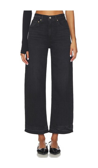 PAIGE Arellia Ankle Barrel Leg Jeans in Black. - size 29 | Revolve Clothing (Global)