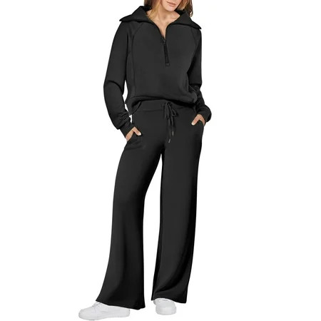 UVN Outfit Sets for Women 2 Piece Sets Winter Casual Tracksuit Long Sleeve Lounge Set Outfits wit... | Walmart (US)