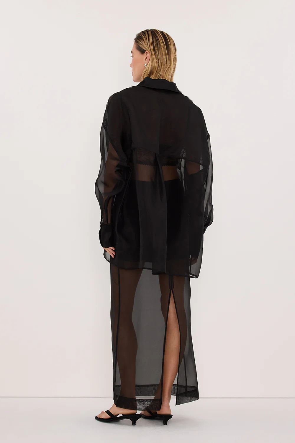 SIAN BLACK ORGANZA SHIRT | DISSH