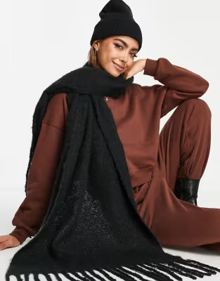 SVNX fringe detail scarf in black | ASOS (Global)