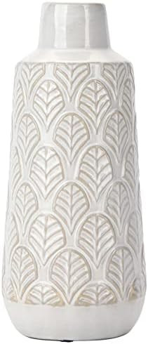 LiteViso 10 Inch Ceramic White Vases, Modern Rustic Vases, Farmhouse Distressed Decorative Flower... | Amazon (US)